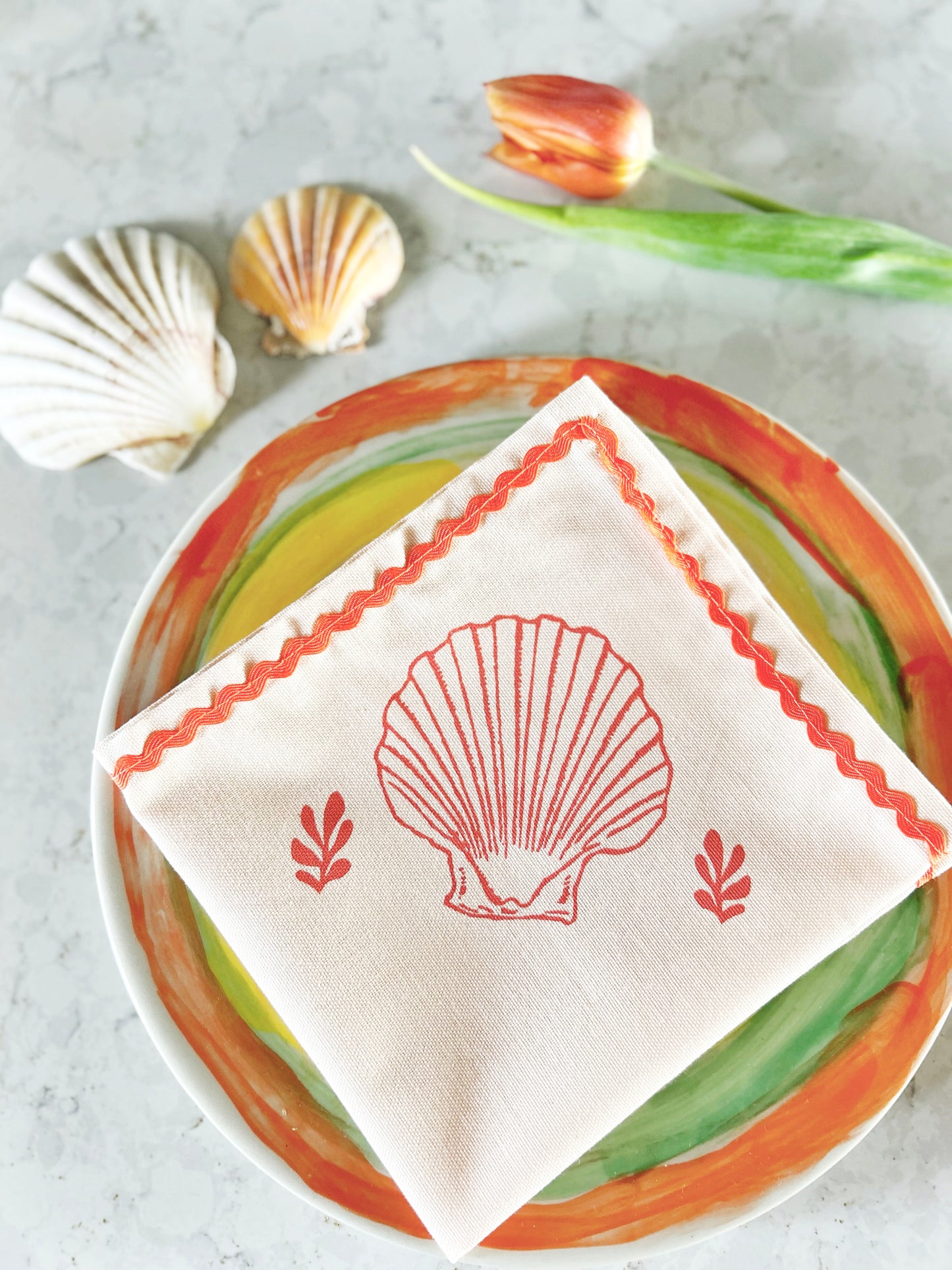 SCALLOP COTTON NAPKINS, SET OF 4